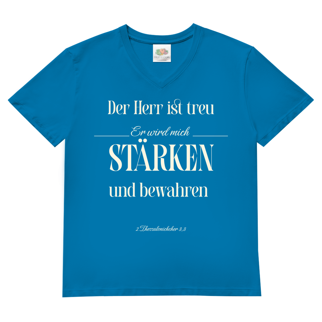 Herren Basic V-Neck T-Shirt er wird mich stärken