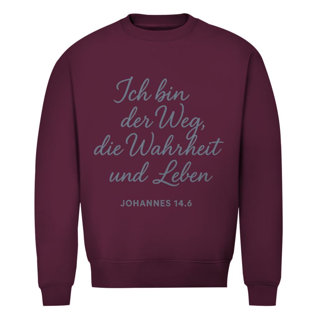 Herren Premium Bio Sweatshirt Weg,Wahrheit,Leben